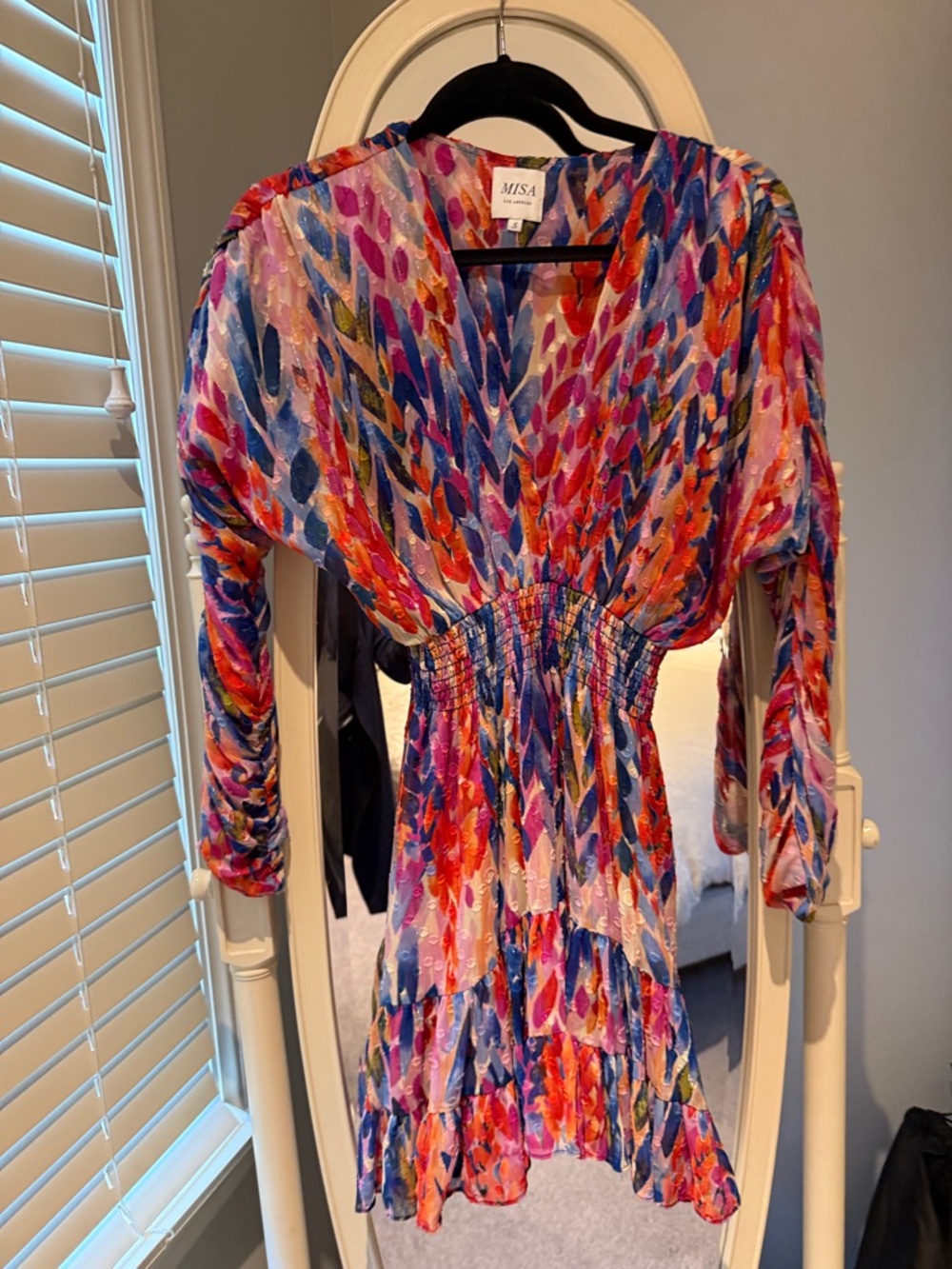 MISA V-Neck Multicolor Printed Dress